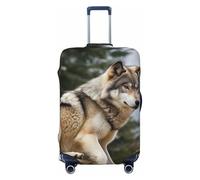 QMNEHJ Travel Luggage Cover Snow Mountain Wild Wolf Suitcase Cover Protector Elastic Luggage Protector Anti-Scratch Travel Baggage Covers Waterproof Suitcase Sleeve Fits 18-32 Inch Suitcases, Black, S