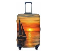 QMNEHJ Travel Luggage Cover Sunrise Sailing Boat Suitcase Cover Protector Elastic Luggage Protector Anti-Scratch Travel Baggage Covers Waterproof Suitcase Sleeve Fits 18-32 Inch Suitcases, Black, XL