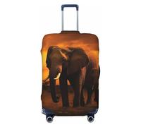 QMNEHJ Travel Luggage Cover Sunset Parent-Child Elephant Suitcase Cover Protector Elastic Luggage Protector Anti-Scratch Travel Baggage Covers Waterproof Suitcase Sleeve Fits 18-32 Inch Suitcases