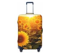 QMNEHJ Travel Luggage Cover Sunshine Sunflower Field Suitcase Cover Protector Elastic Luggage Protector Anti-Scratch Travel Baggage Covers Waterproof Suitcase Sleeve Fits 18-32 Inch Suitcases, Black