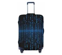 QMNEHJ Travel Luggage Cover The Blue Binary Matrix Suitcase Cover Protector Elastic Luggage Protector Anti-Scratch Travel Baggage Covers Waterproof Suitcase Sleeve Fits 18-32 Inch Suitcases, Black, XL