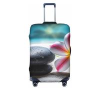 QMNEHJ Travel Luggage Cover Tropical Flower and Zen Stone Suitcase Cover Protector Elastic Luggage Protector Anti-Scratch Travel Baggage Covers Waterproof Suitcase Sleeve Fits 18-32 Inch Suitcases