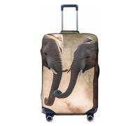 QMNEHJ Travel Luggage Cover Two Elephants Playing Suitcase Cover Protector Elastic Luggage Protector Anti-Scratch Travel Baggage Covers Waterproof Suitcase Sleeve Fits 18-32 Inch Suitcases, Black, L