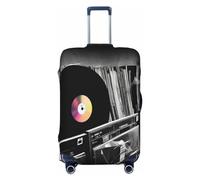 QMNEHJ Travel Luggage Cover Vinyl Records Suitcase Cover Protector Elastic Luggage Protector Anti-Scratch Travel Baggage Covers Waterproof Suitcase Sleeve Fits 18-32 Inch Suitcases, Black, S