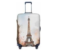 QMNEHJ Travel Luggage Cover Watercolor Paris Suitcase Cover Protector Elastic Luggage Protector Anti-Scratch Travel Baggage Covers Waterproof Suitcase Sleeve Fits 18-32 Inch Suitcases, Black, L