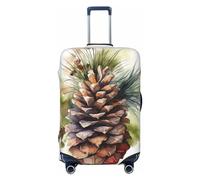 QMNEHJ Travel Luggage Cover Watercolor Pine Cone Suitcase Cover Protector Elastic Luggage Protector Anti-Scratch Travel Baggage Covers Waterproof Suitcase Sleeve Fits 18-32 Inch Suitcases, Black, L