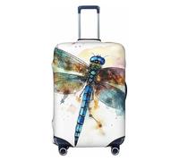 QMNEHJ Travel Luggage Cover Watercolour Dragonfly Suitcase Cover Protector Elastic Luggage Protector Anti-Scratch Travel Baggage Covers Waterproof Suitcase Sleeve Fits 18-32 Inch Suitcases, Black, M