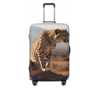QMNEHJ Travel Luggage Cover Wild African Cheetah Suitcase Cover Protector Elastic Luggage Protector Anti-Scratch Travel Baggage Covers Waterproof Suitcase Sleeve Fits 18-32 Inch Suitcases, Black, XL