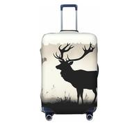 QMNEHJ Travel Luggage Cover Wildlife Deer Silhouette Suitcase Cover Protector Elastic Luggage Protector Anti-Scratch Travel Baggage Covers Waterproof Suitcase Sleeve Fits 18-32 Inch Suitcases, Black