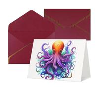 QMNKLET Greetings Cards with Envelopes Colorful Octopus Thinking of You Card 4x6 Blank Note Card All Occasion Greeting Cards for Birthday Baby Shower Congratulations Wedding Thank You Card