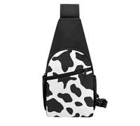 QMNKLET Sling Backpack Crossbody Sling Bag Black and White Cow Print Chest Bag Daypack Fanny Pack Cross Body Bag for Outdoors Hiking, Black, One Size