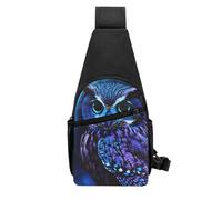 QMNKLET Sling Backpack Crossbody Sling Bag Blue Owl Chest Bag Daypack Fanny Pack Cross Body Bag for Outdoors Hiking, Black, One Size