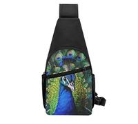 QMNKLET Sling Backpack Crossbody Sling Bag Blue Peacock Chest Bag Daypack Fanny Pack Cross Body Bag for Outdoors Hiking, Black, One Size
