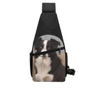 QMNKLET Sling Backpack Crossbody Sling Bag Border Collie Chest Bag Daypack Fanny Pack Cross Body Bag for Outdoors Hiking, Black, One Size