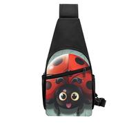QMNKLET Sling Backpack Crossbody Sling Bag Cartoon Ladybug Chest Bag Daypack Fanny Pack Cross Body Bag for Outdoors Hiking, Black, One Size