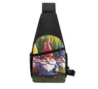 QMNKLET Sling Backpack Crossbody Sling Bag Colorful Gnomes Chest Bag Daypack Fanny Pack Cross Body Bag for Outdoors Hiking, Black, One Size