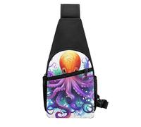 QMNKLET Sling Backpack Crossbody Sling Bag Colorful Octopus Chest Bag Daypack Fanny Pack Cross Body Bag for Outdoors Hiking, Black, One Size