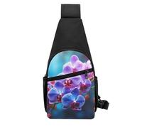 QMNKLET Sling Backpack Crossbody Sling Bag Colorful Orchids Flower Chest Bag Daypack Fanny Pack Cross Body Bag for Outdoors Hiking, Black, One Size