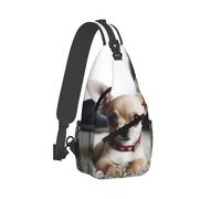 QMNKLET Sling Backpack Crossbody Sling Bag Cute chihuahua Chest Bag Daypack Fanny Pack Cross Body Bag for Outdoors Hiking, Black, One Size