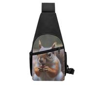QMNKLET Sling Backpack Crossbody Sling Bag Cute Squirrel Chest Bag Daypack Fanny Pack Cross Body Bag for Outdoors Hiking, Black, One Size
