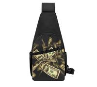 QMNKLET Sling Backpack Crossbody Sling Bag Dollar Sign Money Chest Bag Daypack Fanny Pack Cross Body Bag for Outdoors Hiking, Black, One Size
