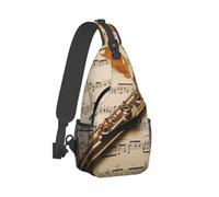 QMNKLET Sling Backpack Crossbody Sling Bag Flute Music Chest Bag Daypack Fanny Pack Cross Body Bag for Outdoors Hiking, Black, One Size