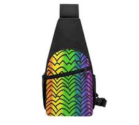 QMNKLET Sling Backpack Crossbody Sling Bag Gay Pride Rainbow Pattern Chest Bag Daypack Fanny Pack Cross Body Bag for Outdoors Hiking, Black, One Size