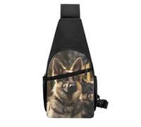 QMNKLET Sling Backpack Crossbody Sling Bag German shepherd Chest Bag Daypack Fanny Pack Cross Body Bag for Outdoors Hiking, Black, One Size