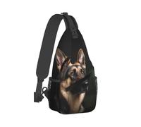 QMNKLET Sling Backpack Crossbody Sling Bag German Shepherd Chest Bag Daypack Fanny Pack Cross Body Bag for Outdoors Hiking, Black, One Size