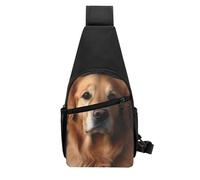 QMNKLET Sling Backpack Crossbody Sling Bag Golden retriever Chest Bag Daypack Fanny Pack Cross Body Bag for Outdoors Hiking, Black, One Size
