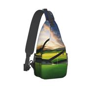 QMNKLET Sling Backpack Crossbody Sling Bag Golf Course Chest Bag Daypack Fanny Pack Cross Body Bag for Outdoors Hiking, Black, One Size