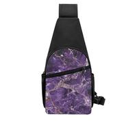 QMNKLET Sling Backpack Crossbody Sling Bag marble purple Chest Bag Daypack Fanny Pack Cross Body Bag for Outdoors Hiking, Black, One Size