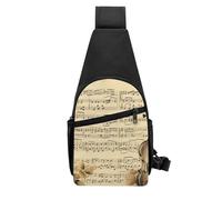 QMNKLET Sling Backpack Crossbody Sling Bag Music Notes on Old Paper Chest Bag Daypack Fanny Pack Cross Body Bag for Outdoors Hiking, Black, One Size