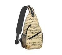 QMNKLET Sling Backpack Crossbody Sling Bag Music Notes on Old Paper Chest Bag Daypack Fanny Pack Cross Body Bag for Outdoors Hiking, Black, One Size