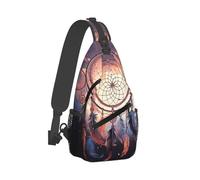 QMNKLET Sling Backpack Crossbody Sling Bag Native American Dream Catcher Chest Bag Daypack Fanny Pack Cross Body Bag for Outdoors Hiking, Black, One Size