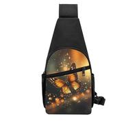 QMNKLET Sling Backpack Crossbody Sling Bag Orange Butterfly Chest Bag Daypack Fanny Pack Cross Body Bag for Outdoors Hiking, Black, One Size