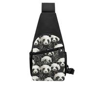 QMNKLET Sling Backpack Crossbody Sling Bag Panda Graphic Black and White Chest Bag Daypack Fanny Pack Cross Body Bag for Outdoors Hiking, Black, One Size