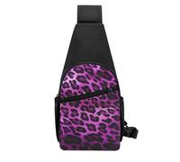 QMNKLET Sling Backpack Crossbody Sling Bag Purple Leopard Chest Bag Daypack Fanny Pack Cross Body Bag for Outdoors Hiking, Black, One Size