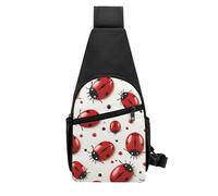 QMNKLET Sling Backpack Crossbody Sling Bag Red Ladybug Chest Bag Daypack Fanny Pack Cross Body Bag for Outdoors Hiking, Black, One Size
