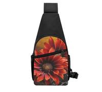 QMNKLET Sling Backpack Crossbody Sling Bag Red sunflower Chest Bag Daypack Fanny Pack Cross Body Bag for Outdoors Hiking, Black, One Size