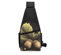 QMNKLET Sling Backpack Crossbody Sling Bag Two acorns Chest Bag Daypack Fanny Pack Cross Body Bag for Outdoors Hiking, Black, One Size