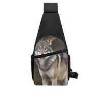 QMNKLET Sling Backpack Crossbody Sling Bag Wild Wild Gray Wolf Chest Bag Daypack Fanny Pack Cross Body Bag for Outdoors Hiking, Black, One Size