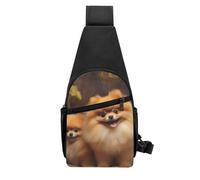 QMNKLET Sling Backpack Crossbody Sling Bag Yellow pomeranian Chest Bag Daypack Fanny Pack Cross Body Bag for Outdoors Hiking, Black, One Size
