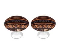 QMNLKH African Mud Cloth Tribal Cabinet Knobs for Home, Round Drawer Pulls for Kitchen, Personalized Cupboard Handles with Screw, Fashion Dresser Knobs for Office, Drawer Handles, 2 Packs