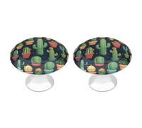 QMNLKH Cactus Seamless Illustration Cabinet Knobs for Home, Round Drawer Pulls for Kitchen, Personalized Cupboard Handles with Screw, Fashion Dresser Knobs for Office, Drawer Handles, 2 Packs