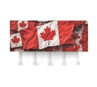 QMNLKH Canadian Flag Wall Mounted Key Rack for Home, No Drilling Key Holder with 5 Hooks, Self Adhesive Keys Chain Organizer for Hallway, Keys Hanger Shelf for Office, Doorway White