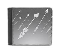 QMNLKH Cartoon White Arrow Wallet for Men, Capacity Bifold Passcase with Card Slots for Travel, Slim Money Clip with Coin Purse, Leather RFID Blocking Wallets with ID Windows for Gift
