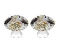 QMNLKH Crane Bird Wild Plants Cabinet Knobs for Home, Round Drawer Pulls for Kitchen, Personalized Cupboard Handles with Screw, Fashion Dresser Knobs for Office, Drawer Handles, 2 Packs