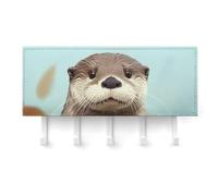QMNLKH Cute Otter Wall Mounted Key Rack for Home, No Drilling Key Holder with 5 Hooks, Self Adhesive Keys Chain Organizer for Hallway, Keys Hanger Shelf for Office, Doorway White