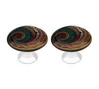 QMNLKH Dark Teal HD Images Cabinet Knobs for Home, Round Drawer Pulls for Kitchen, Personalized Cupboard Handles with Screw, Fashion Dresser Knobs for Office, Drawer Handles, 2 Packs